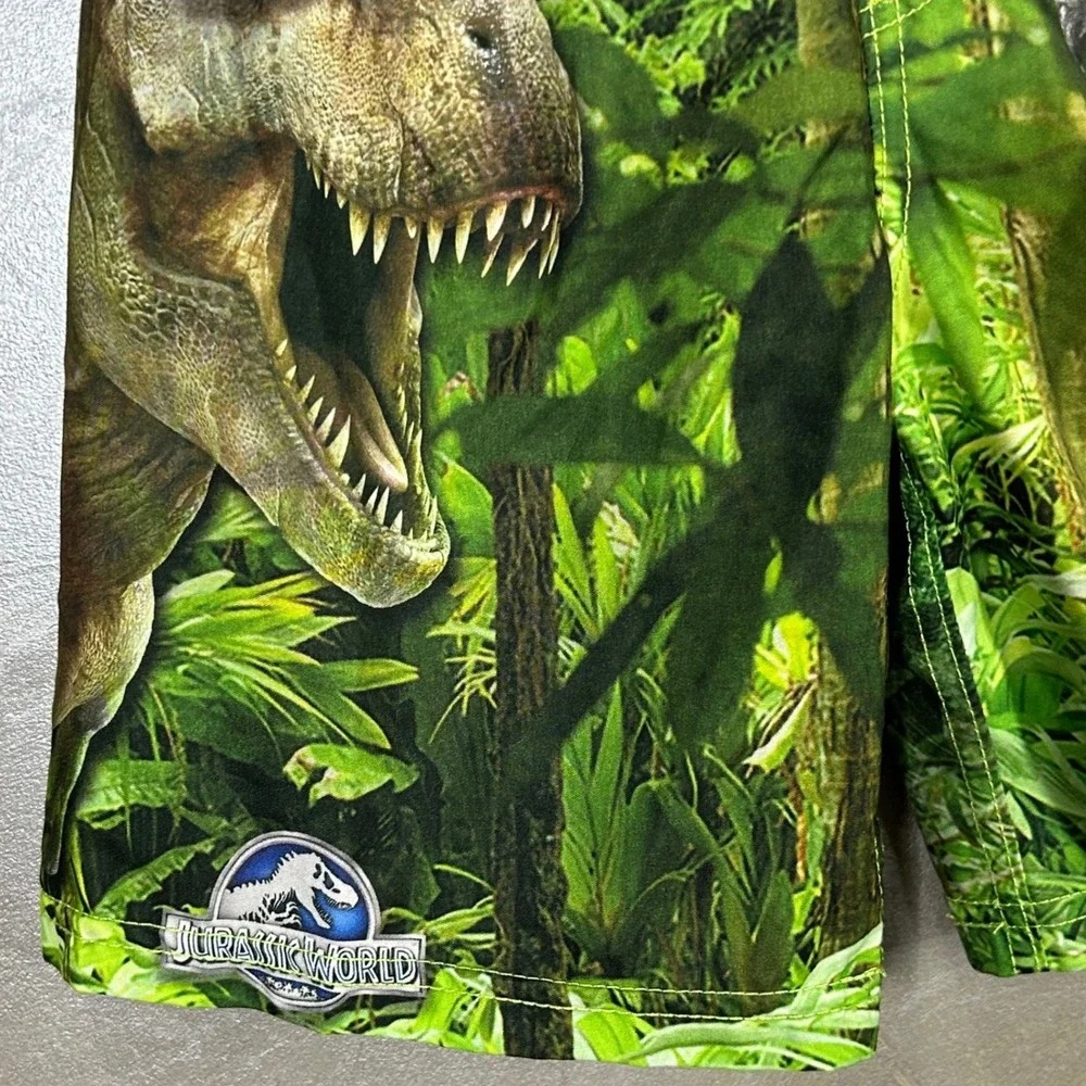 Jurassic World Boys Swim Trunks Green Dinosaur Graphic‎ Swimsuit Size 7